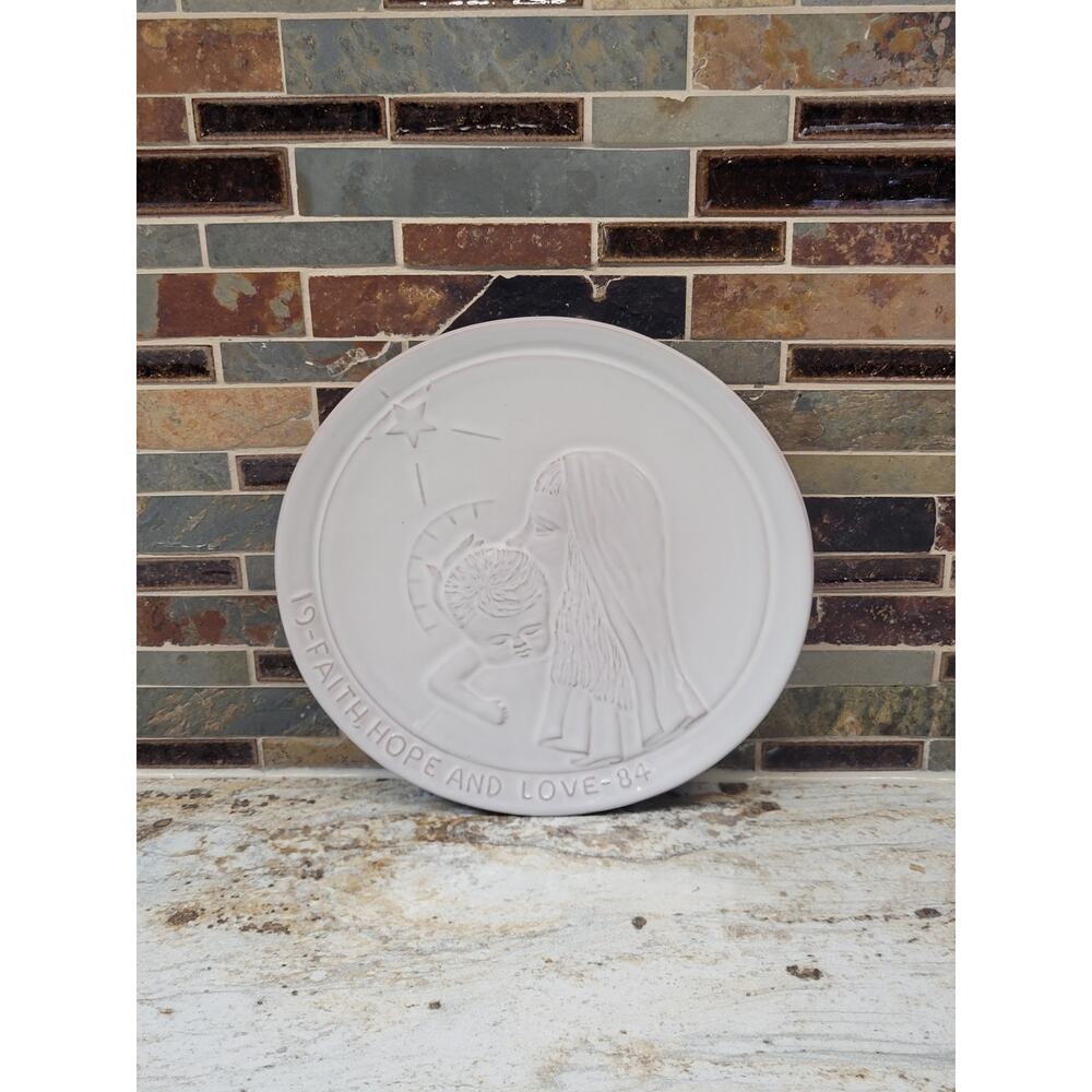Vintage Frankoma Pottery Annual Christmas Plate Faith Hope Love 1984 No Box